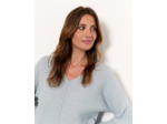 Pull épais court uni BLEU Femme