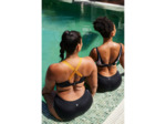 Haut de maillot de bain aquagym-aquabike femme Elea noir ocre