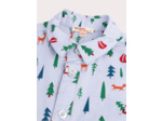 Chemise manches longues bleue imprimée et nœud papillon