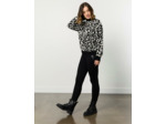 Pull épais 100% coton bicolore NOIR Femme