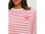 T-shirt marinière en jersey épais avec broderie Hello Kitty