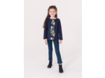 T-shirt marine fleurs en sequins rose pour fille