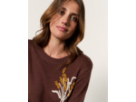 Pull épais contenant de la laine uni décoré MARRON Femme