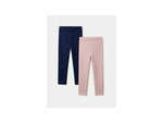 Lot de 2 leggings doublés, imprimé léopard ou rose uni, pour filles