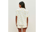 Short en jersey côtelé avec motifs soleils et citrons