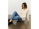 Pull épais contenant de la laine uni décoré BEIGE Femme
