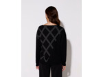 Pull épais uni décoré NOIR Femme