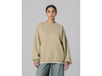 Sweat à message double couture beige kaki