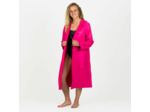 Peignoir de bain compact femme à capuche en microfibre rose