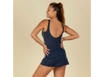Maillot de Bain de Natation Femme 1 Pièce Jupe Heva Navy Bandes