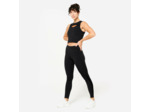 Débardeur court de fitness avec ouverture poitrine femme, noir
