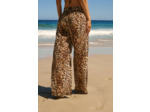 Pantalon fluide élaqstiqué en coton à imprimé léopard,Pantalon fluide élaqstiqué en coton à imprimé léopard;${refinementColor}