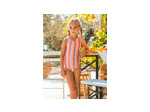 Maillot de bain une pièce pour filles à rayures tricolores
