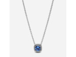 Collier à Pendentif Halo Bleu Carré Scintillant