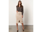 Jupe midi unie BEIGE