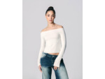 T-shirt col bardot sable