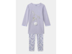 Chemise de nuit violet à broderie lapin et patch pompon et legging fleuri Fille