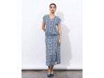 Jupe midi évasée imprimé à fleurs BLEU