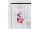 T-Shirt manches courtes 100% coton imprimé placé BLANC Femme