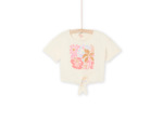 T-shirt écru foncé à motifs fleuris et perroquet