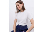 Top manches courtes uni ECRU Femme