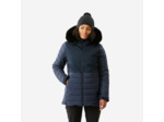 Veste de ski chaude mi-longue femme, 100 bleu marine