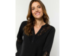 Blouse manches longues unie NOIR Femme