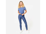 Legging de fitness taille haute femme, imprimé léopard bleu