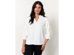 Blouse manches 3/4 unie BLANC Femme