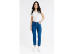 Pantacourt denim coupe droite, broderie