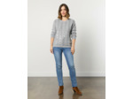 Pull épais uni décoré GRIS Femme