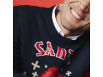 Pull de Noël "santa crew" col rond - Bleu foncé