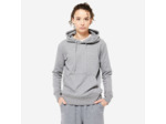 Sweat à capuche en coton fitness femme, gris