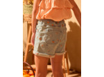 Short en jean à fleurs