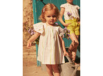 Ensemble robe et bloomer écru à imprimé à rayures en popeline