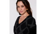 Pull épais uni décoré NOIR Femme
