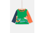 T-shirt vert à manches bicolores pour bébé garçon