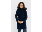 Long Manteau Ceinture Capuche Fourrure