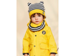 Bonnet en tricot bleu marine avec oreilles 3D et rayures