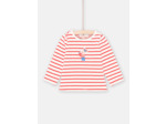 T-shirt rouge et blanc réversible bébé fille
