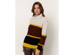 Pull épais contenant de la laine rayé NOIR Femme