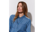 Chemisier manches longues uni BLEU Femme