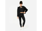 Legging de fitness taille haute et respirant femme avec empiècement mesh, noir