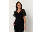 Blouse manches courtes unie NOIR Femme