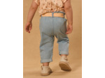 Pantalon en denim ceinture fleuri