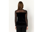 Top manches longues bi-matière uni NOIR Femme