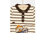 Polo écru et marron à imprimé à rayures