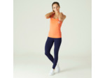 Legging fitness long coton extensible ceinture basse femme - Salto bleu marine