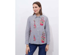 Chemisier manches longues rayé NOIR Femme