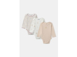 Lot de 3 bodies bébé fille à manches longues en coton issu de l'agriculture biologique